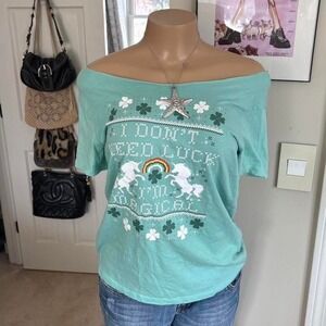 Y2K 2000s Mint St Patrick's lucky Graphic Tee